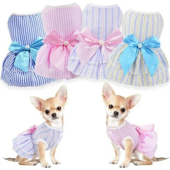 New Small Dogs Girl Summer Cute Pet Puppy Dress 4 Pack - Picture 1 of 1